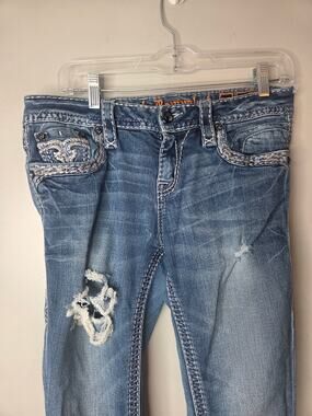 Rock Revival Yui Mid Rise Skinny Women’s 28 Distressed Medium Wash Denim Jeans